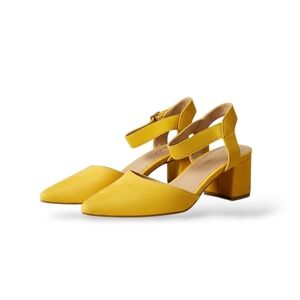 Dream Pairs Yellow Pointed Toe Block Heel Pumps